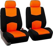 FH Group FH-FB050102 Pair Set Flat Cloth Car Seat Covers, Orange/Black- Universal Fit for Trucks, SUVs, and Vans