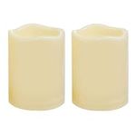 2 PCS 3" x4" Waterproof Outdoor Battery Operated Flameless LED Pillar Candles with Timer Flickering Plastic Resin Electric Decorative Light for Lantern Patio Garden Home Decor Party Wedding Decoration