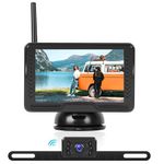 4.3 inch Wireless Backup Camera System with Digital Signal, Car Backup Camera AHD Waterproof Night Vision License Plate Rear View Camera for Car Travel Trailer Truck Camper Bus Van Pickup