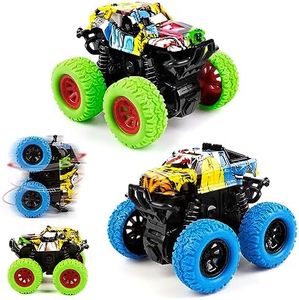Monster Truck, Macchinine per Bambini 2 3 4 anni, 2 Pezz Macchina Giocattolo per Bambini con Rotazione a 360 Gradi, Macchine Camion Giocattolo per Bambini Regalo