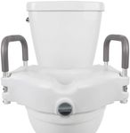 Vive Raised Toilet Seat - 5" Portable, Elevated Riser with Padded Handles - Elongated and Standard Fit Commode Lifter - Bathroom Safety Extender Assists Disabled, Elderly, Seniors, Handicapped (1)