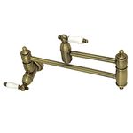 Kingston Brass KS3103PL Restoration Wall Mount Pot Filler Kitchen Faucet, Vintage Brass, 13 Inch Length