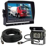 12V-24V Vehicle Parking Camera Monitor System 7" LCD HD Monitor with Sun Shade Bracket +Waterproof 18LED Night Vision Reversing Backup Rear View Camera with 10M Cable for RV/Bus/Trailer/Truck