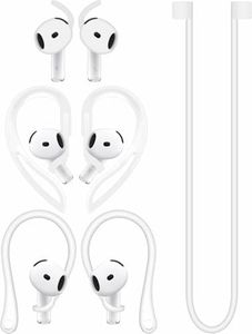 Anti-Slip Set for AirPods 4 Silicone Adjustable Ear Hook Ergonomic Design Wings Wingtip Ear Hooks Tips Strap Sport Earbuds Accessories Eartip Compatible with AirPods 4th White