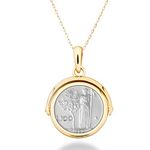 Miabella 18K Gold over Sterling Silver Italian Genuine Reversible Flip 100 Lira Coin Pendant with Adjustable Chain Necklace, Medallion Made in Italy, Sterling Silver, No Gemstone