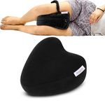 RINIPO Orthopedic Knee Pillow for Side Sleeping Black- (6 Month Warranty) Adjustable Strap, Memory Foam with Washable Zip Cover, Pain Relief, Hip, Back Knee Support, Knock Knee Pillow for Leg Support