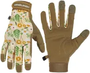 HANDLANDY Womens Work Gloves, Touch Screen Women's Gardening Gloves for Weeding Pruning Ladies Working Gloves Best Garden Gifts for Mom Grandma (Khaki, Large)