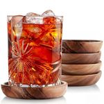 Cintika Set of 4 Round Acacia Wood Drink Coasters – 4 Inch Natural Wooden Coasters for Drinks – Water-Resistant, Non-Slip – Perfect for Coffee, Tea, Beverages – Rustic and Stylish