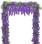 U'Artlines 10Pcs 7.2 Ft/Piece Artificial Wisteria Garland Silk Fake Purple Wisteria Flowers Hanging Greenery Vines Garlands Rattan for Home Garden Wedding Arch Party Indoor Outdoor Décor