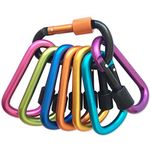 Locking Carabiner, 8-colors Premium Aluminum Alloy D-ring Carabiner Clips for Outdoor, Camping, Hiking, Traveling, Fishing, Backpack, (8 pcs)