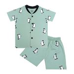 3BROS Unisex Baby Boys & Baby Girls Cotton Hosiery Clothing Pajama Set Half Sleeves T-Shirt With Matching Pants (Olive) (2-3 Years)