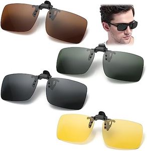 FLOTRUTE Sunglasses Attachment Clip On Sunglasses Pack of 4, Flip Up Polarised Sunglasses for Prescription, Rimless Myopia Sunglasses for Women and Men