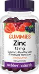 Webber Naturals Zinc Gluconate Gummy, 15 mg, 60 Gummies, For Healthy Skin and Immune Support