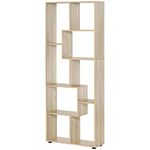 HOMCOM 8-Tier Freestanding Bookcase w/Melamine Surface Anti-Tipping Foot Pads Home Display Storage Grid Stand Bedroom Living Room Furniture Modern Style - Natural