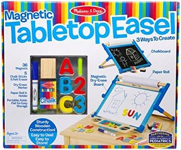 Melissa & Doug Double-Sided Magnetic Tabletop Art Easel - Dry-Erase Board and Chalkboard