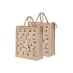 BLACKBOXES Big Eco Cotton Jute Shopping Bags for Carry Milk Grocery fruits Vegetable with Reinforced Handles jhola Bag - Kitchen Essential (13x16x6.5-inches) (2)