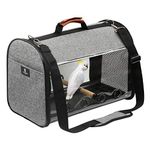 X-ZONE PET Bird Travel Bag Portable Pet Bird Parrot Carrier Transparent Breathable Travel Cage,Lightweight Bird Carrier,Bird Travel Cage,Gray,S