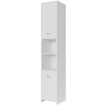 CASARIA® Tall Bathroom Cabinet | 6 Shelves, 2 Doors | Secure Magnetic Door Lock | Slim & Spacious Wooden Standing Storage Cupboard | Tallboy Unit | 180 x 30 x 30cm | White