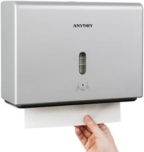 anydry Wall-Mounted Paper Towel Dispenser – Fits Tri-Fold Towels up to 10x3.1 Inches, Holds 200 Sheets, Ideal for Home & Commercial Use (Silver)