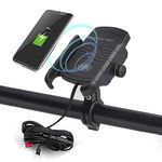 iMESTOU Motorcycle Wireless Charger Phone Mount Waterproof Handlebar Qi Charging Phone Holder 360 Rotatable for 3.5-6.8 Inch Cellphones Work with 12V/24V Vehicles