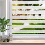 Beautysaid Window Film Privacy Frosted Stripe Patterns Window Frosting Film No Glue Static Cling UV Protection Self Adhesive for Home Office (Stripe, 44.5x200cm)