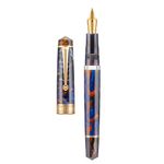 Asvine P20 Purple Resin Fountain Pen Piston Filling, Gold Plated Fine Point Smooth Writer with Pen Gift Case