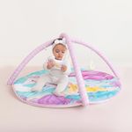 haus & kinder Baby Play Gym For Babies-Pack Of 1,Activity Play Gym Mat With 5 Hanging Toys,Foldable & Durable Cotton Play Mat,Baby Crawling Mats For Floor For 0 To 24 Months(Unicorn Legacy) Multicolor