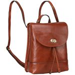 Banuce Fashion Italian Leather Convertible Backpack Purse for Women Small Shoulder Bag Ladies Daypack with Turn-Lock Brown