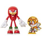 SONIC The Hedgehog - Jakks Knuckles Action Toy Figure 10 cm with Rotating Tails Disc, Wave 1, Mini Dolls, Red, M, 400534