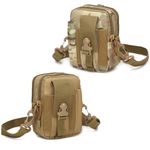 Kraptick Multi-Purpose Water Resistant Waist Bag with Dual Compartment, Waist Bag Mobile Phone Holder, Waist Pack for Men, Women Camping Hiking Pouch (Beige & Khaki) (Combo of 2)