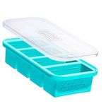 Souper Cubes 1 Cup Silicone Freezer Tray with Lid - Easy Meal Prep Container and Kitchen Storage Solution - Silicone Molds for Soup and Food Storage - Aqua - 1-Pack