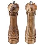 Navaris Salt and Pepper Grinder Set - Acacia Wood Classic Design - Ceramic Wooden Refillable Mill - with Stainless Steel Screws - 21.3 x 5.5cm