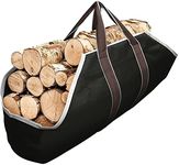 Large Canvas Log Tote Bag Carrier Indoor Fireplace Firewood Totes Holders Round Woodpile Rack Fire Wood Carriers Carrying for Outdoor Tubular Birchwood Stand by Hearth Stove Tools Set Basket