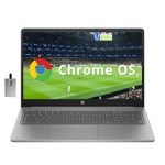 HP 15.6" Chromebook Plus FHD Anti-Glare Sleek Laptop, Intel Core i3-N305, Intel UHD Graphics, 8GB LPDDR5 RAM,128GB UFS, Wi-Fi 6, FHD Camera with Shutter, Chrome OS, Silver, 128GB Hotface USB Card