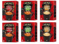 Heinz Cup Soup Variety Bundle 6 Boxes Tomato, Chicken & Vegetable Flavours 2 Packs x 4 Sachets of Each Instant Broth. Exclusive Kingdom Supplies Recipe Tips Sheet.