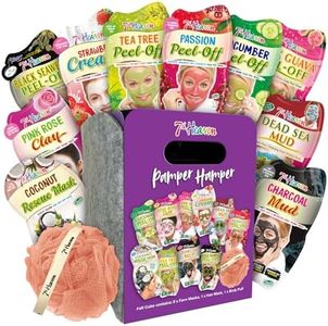 7th Heaven Pamper Hamper Gift Set - Contains a Variety of Peel-Off and Mud Face Masks, Hair Rescue Masque, and Exfoliating Body Puff