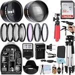 A-Cell 58mm Accessory Bundle for Canon EOS Rebel T7,T6,T5,T3,T100,4000D,2000D,3000D and More with 32GB SanDisk Memory Card,Wide Angle Lens,Telephoto Lens,Tripod,Backpack,SDAB210412