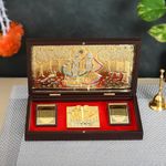 JAIPUR ACE Gold Plated Radhe Shyam Charan Paduka yantra | Devotional Prayer Box Wooden Momento with Natural Fragrance for Home or for Gifting (Radhe Shyam)