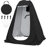 TORIBIO Pop Up Camping Shower Tent, Portable Beach Dressing Changing Room UV/Rain Outdoor Privacy Shelter, UV Shower Enclosure Tents for Outdoor Hiking Beach Picnic Fishing, 4.92ft × 6.24ft H, Black