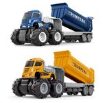 Coelon Set of 2 Dumper Construction Truck Toys Diecast Alloy Truck Toys with Friction Powered Miniature Toy for Kids Boys and Girls Best Gift Truck Toys