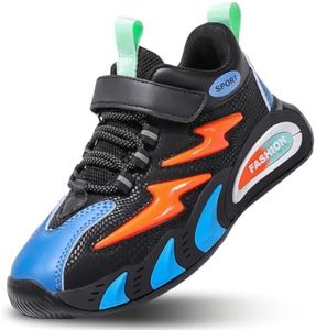 EGMPDA Kids Running Sports Shoes Boys Girls Walking Sneakers Tennis Tennis Non Slip Breathable Comfortable Lightweight Soft Fashion Black Orange Size 1.5