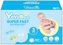 YOYOBOO Disposable Baby Diapers, Hypoallergenic, Superior Absorbency and Softness for Baby Happy Moments, Size 3, 68 Count