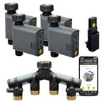 Orbit 21207 B-hyve Gen 2 Smart Hose Watering Timer, 4-Pack with Wi-Fi Hub and Hose Y Splitter