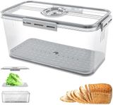 Bread Box for Kitchen Countertop, Airtight Bread Storage Container for Homemade Bread, Time Recording Bread Keeper with Air Valve and Lid, Bread Loaf Keeper for Bun Bagel Sandwich