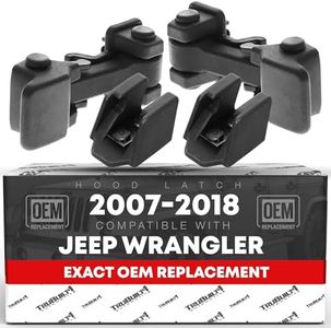 Hood Latch Replacement Set, Driver and Passenger Side - Compatible with 2007-2018 Jeep Wrangler - Rubber Hood Lock Catch Kit - OEM 55395652AC, 55395653AD