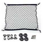 Techson Cargo Net with Hooks, Stretchable Elastic Nylon Storage Net, Heavy Duty Universal Rear Mesh Organizer for Truck Bed or Trunk (27.5 x 27.5 inches)