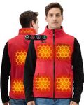 ARRIS Unisex Fleece Heated Vest with 12V Battery, Size Adjustable Heated Fleece Vest for Men and Women Orange-Red