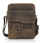 Goatter Men's Hunter Leather 11" Inch Multi-Pocket Messenger Bags (Brown)