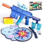 SHAKTISM M416 3-in-1 Multifunctional Toy Gun, Turquoise, Battery Operated Bubble Blaster with Foam Darts, Light, Sound Effects, for Ages 3+ (Random Colour Dispatch)