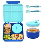 Bento Lunch Box for Kid with 7oz Soup Thermo, Leak-Proof Lunch Box with Cutlery, 4-Compartments Lunch Container for School Outdoors Office